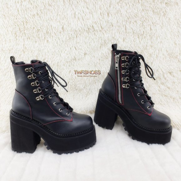 Gothic Punk Chunky Heel Platform Rocker Ankle Boot - Picture 10 of 16